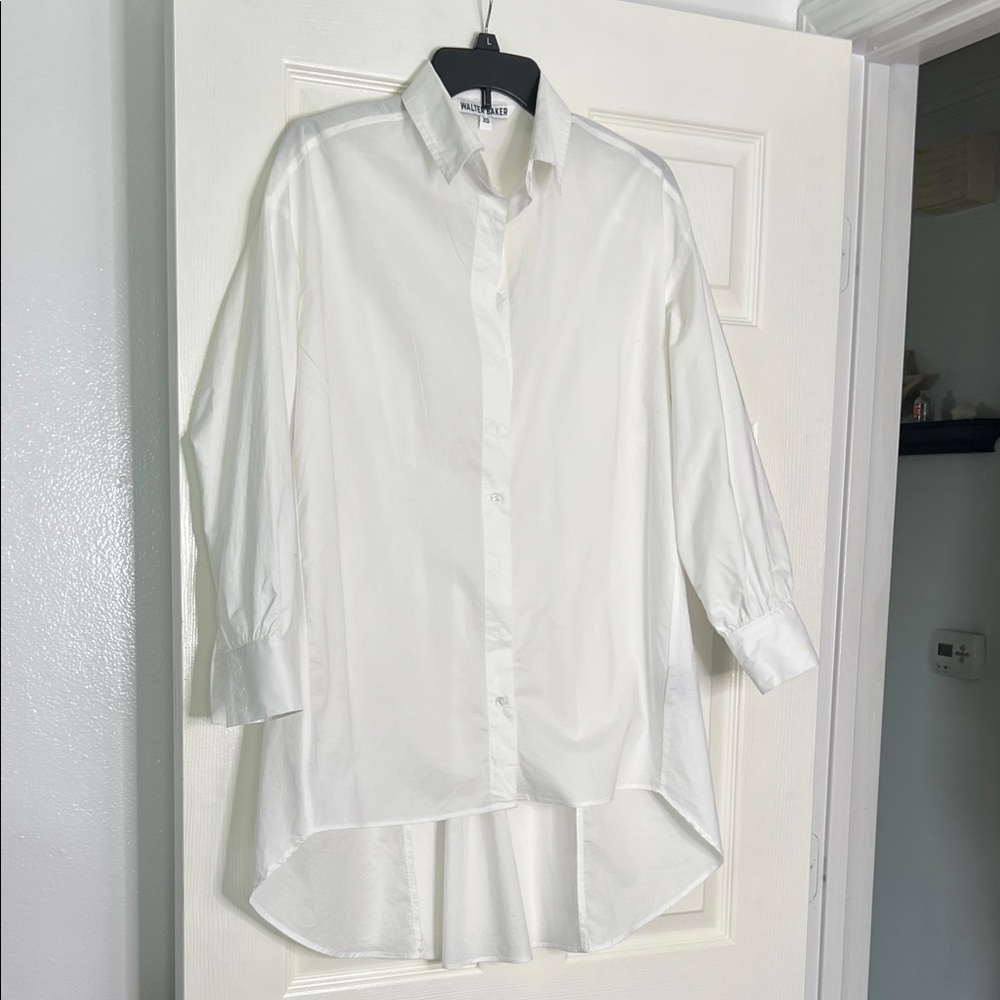 Walter Baker White Casual Button-Down Shirt oversized 100% cotton